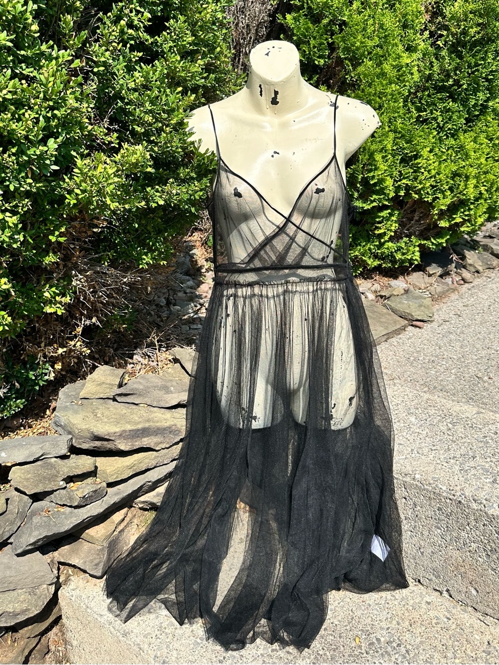 The Vintage Shop Sheer Black Dress